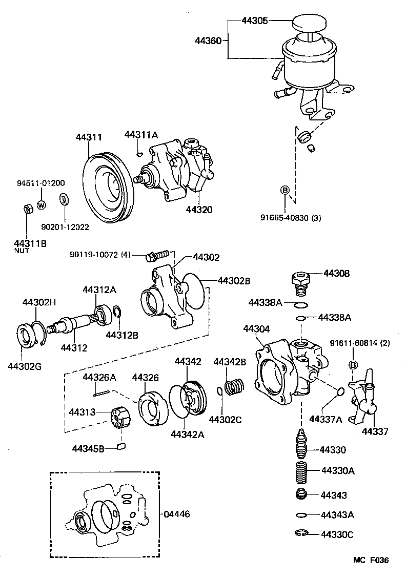 44306-30230 RESERVOIR ASSY, VANE PUMP OIL product image