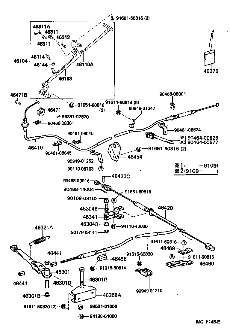 46451-26091 BRACKET, PARKING BRAKE CABLE SUPPORT, NO.1 product image
