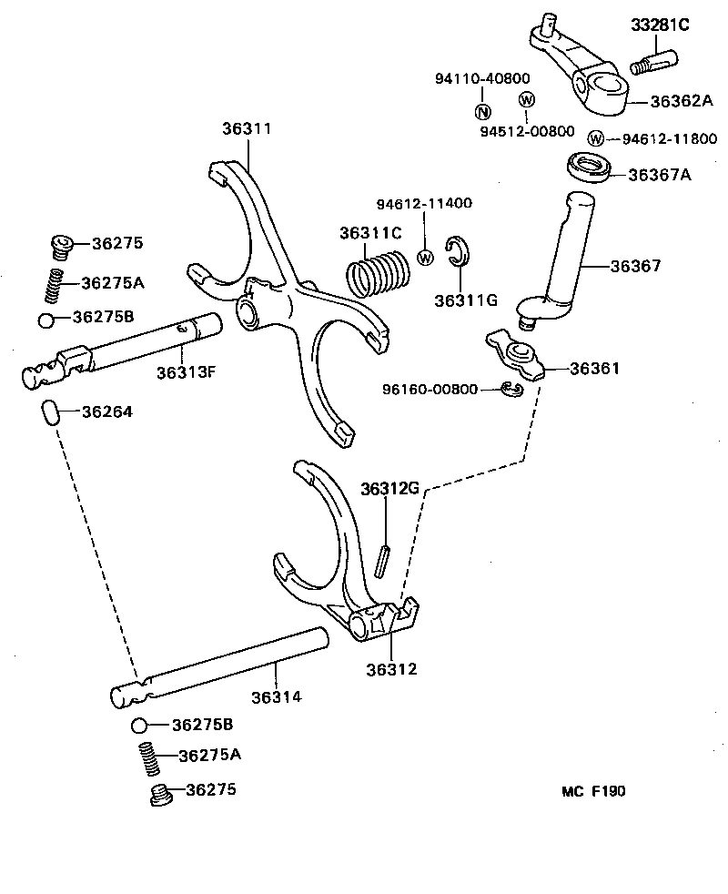 36302-26040 LEVER SUB-ASSY, TRANSFER SHIFT, NO.1 product image