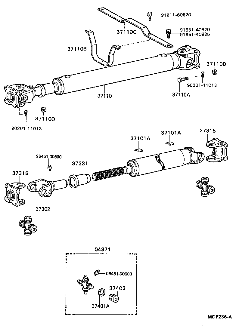 51568-36090 BRACKET, PROPELLER SHAFT GUARD product image