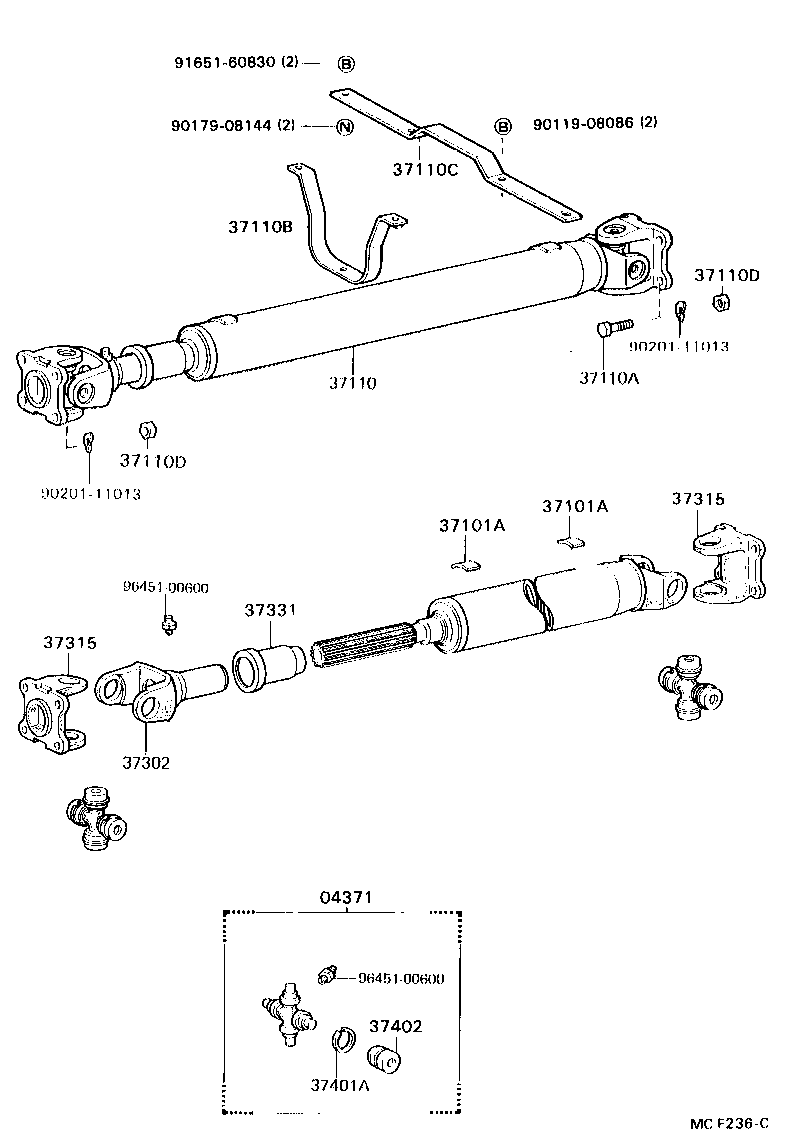 37100-36620 SHAFT ASSY, PROPELLER W/CENTER BEARING product image