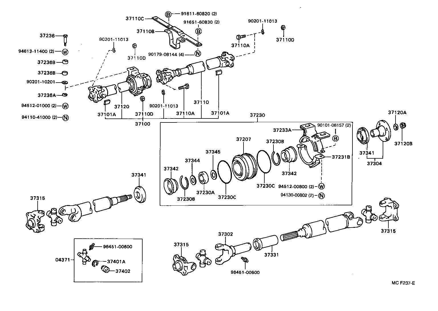 37100-36620 SHAFT ASSY, PROPELLER W/CENTER BEARING product image