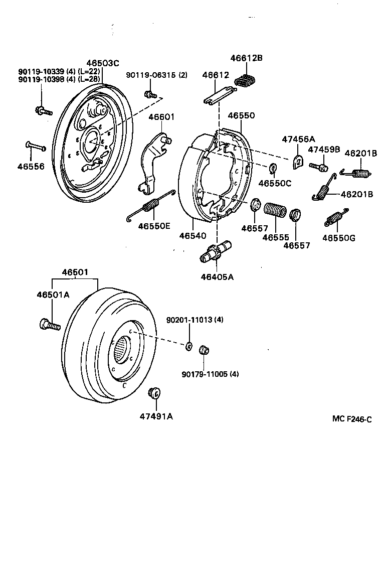 46430-36280 CABLE ASSY, PARKING BRAKE, NO.3 product image