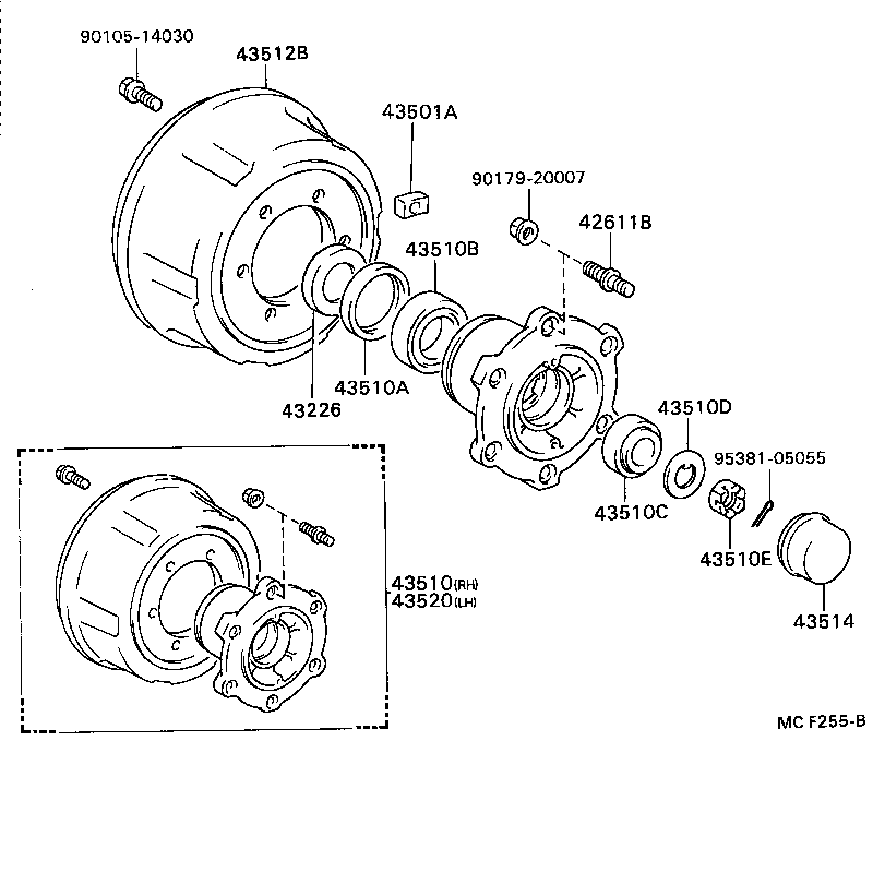 43501-36030 HUB SUB-ASSY, FRONT AXLE product image