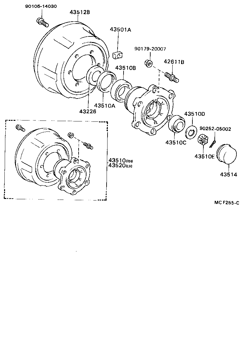 43501-36040 HUB SUB-ASSY, FRONT AXLE product image