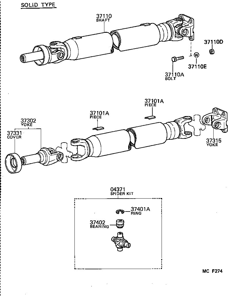 37402-22010 BEARING SUB-ASSY, UNIVERSAL JOINT SPIDER product image