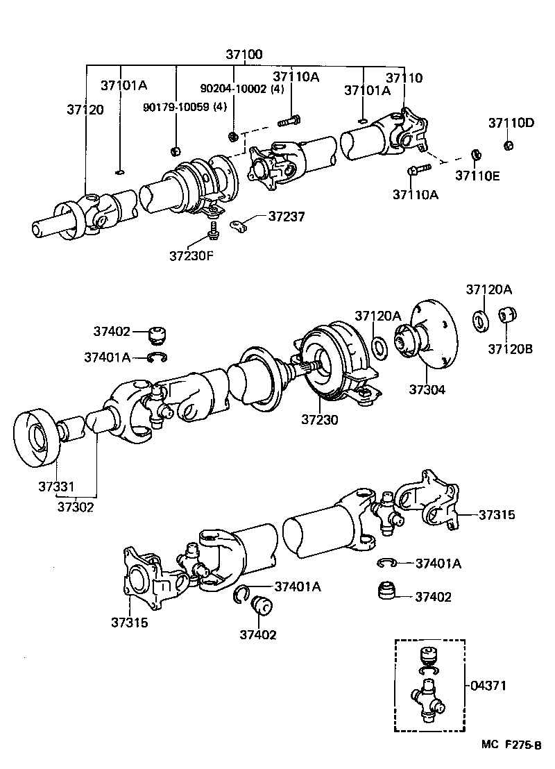 37402-22010 BEARING SUB-ASSY, UNIVERSAL JOINT SPIDER product image