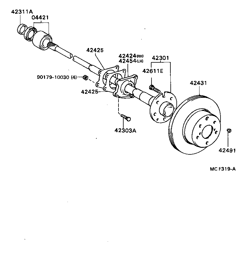 42301-40020 SHAFT SUB-ASSY, REAR AXLE product image