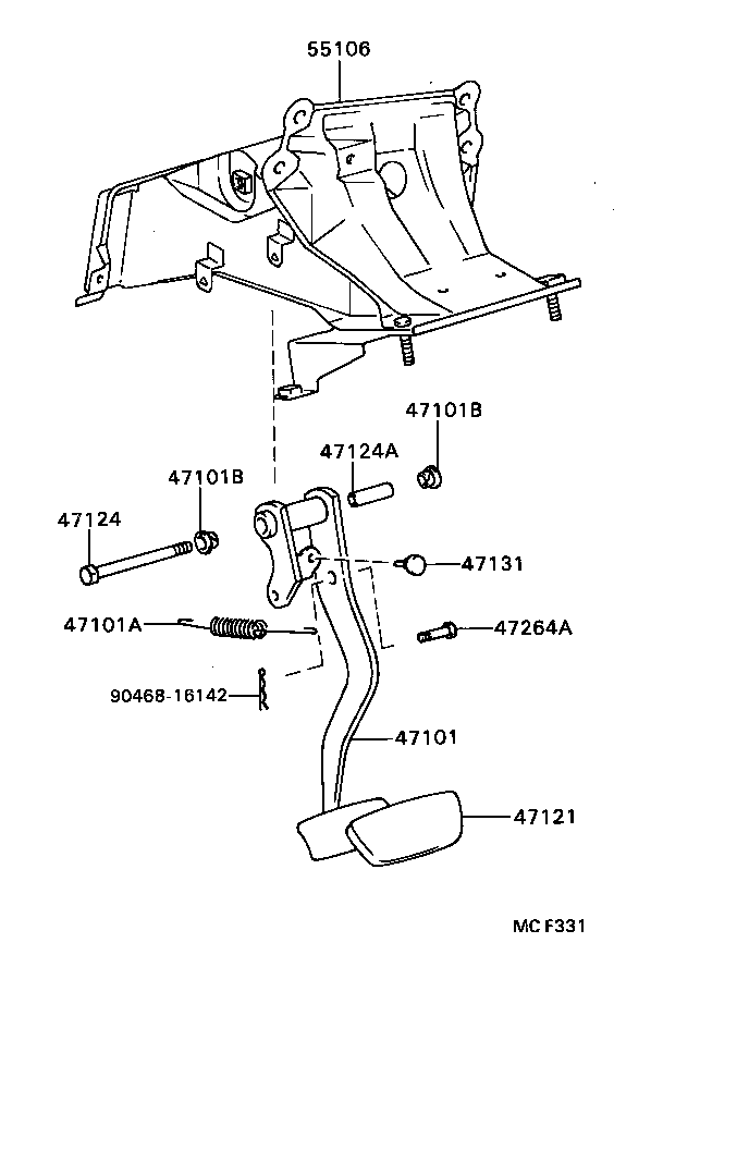 55106-40010 SUPPORT SUB-ASSY, BRAKE PEDAL product image