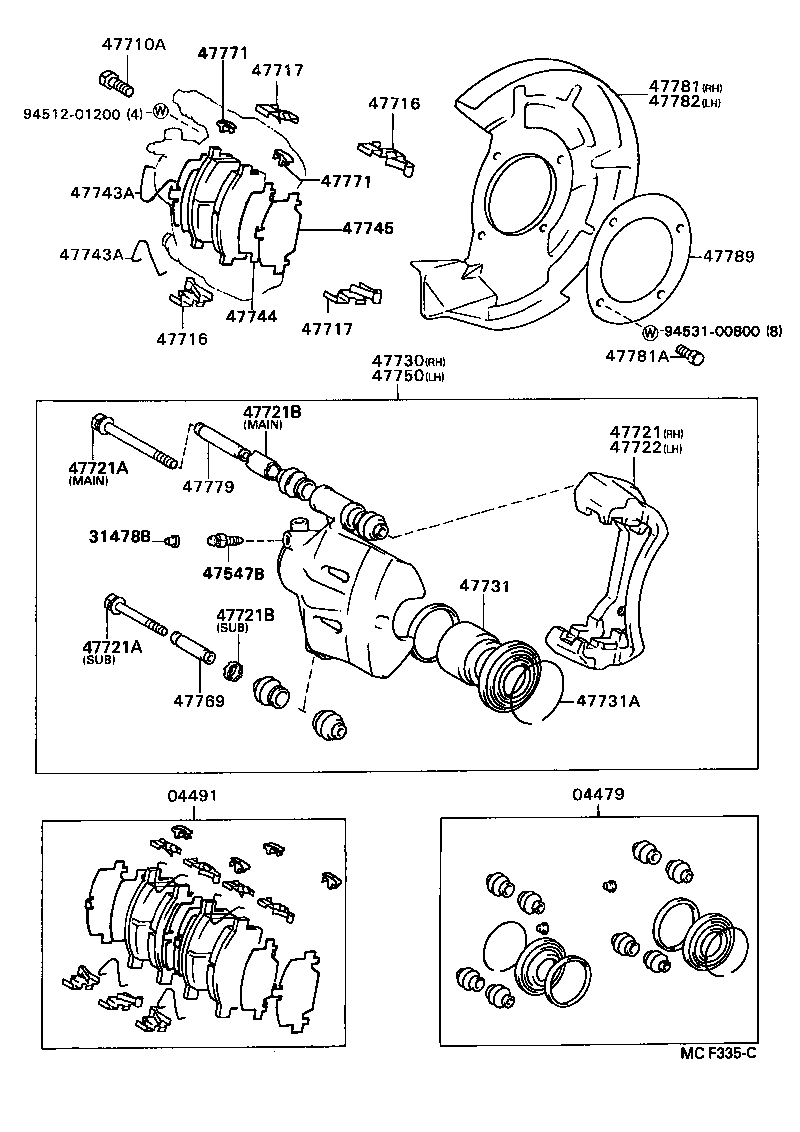 47730-40081 CYLINDER ASSY, FRONT DISC BRAKE, RH product image
