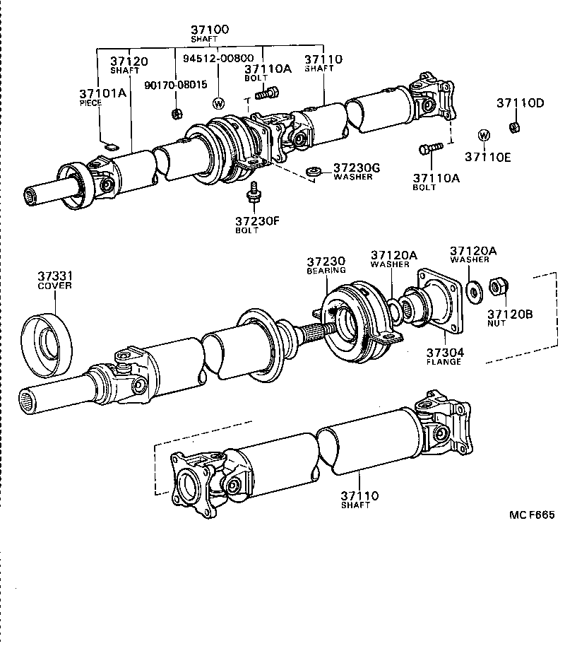 37100-24340 SHAFT ASSY, PROPELLER W/CENTER BEARING product image