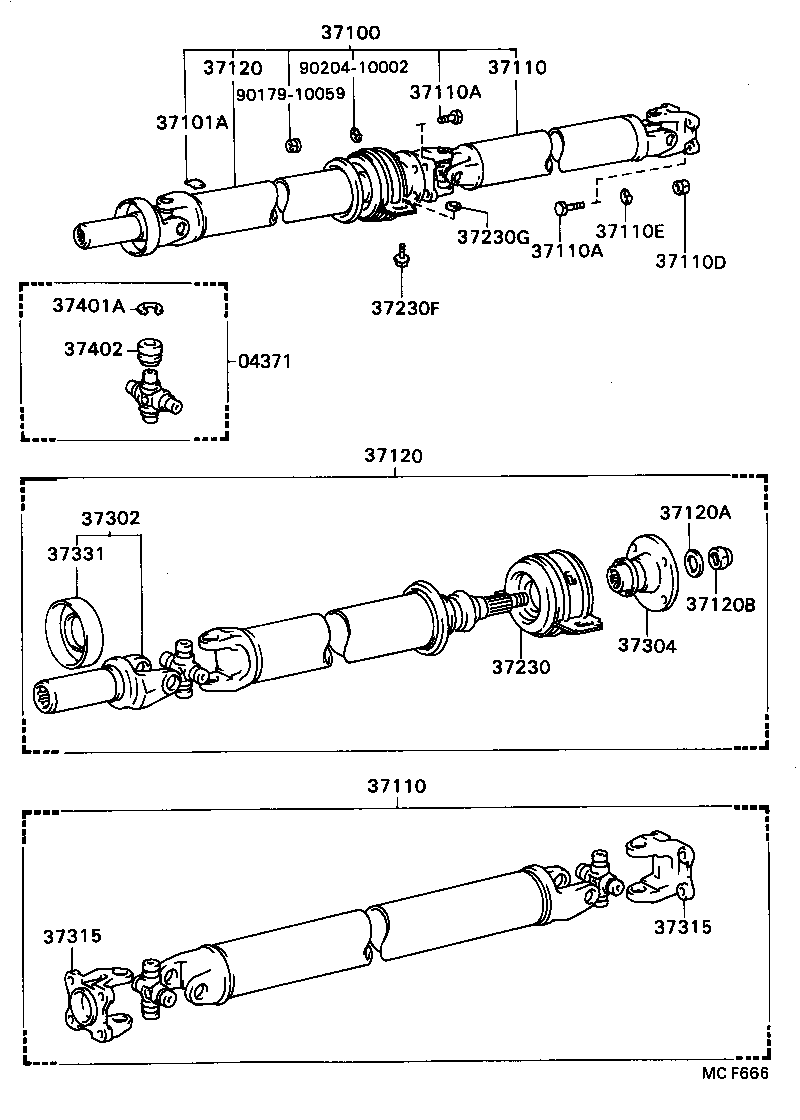 37100-24340 SHAFT ASSY, PROPELLER W/CENTER BEARING product image