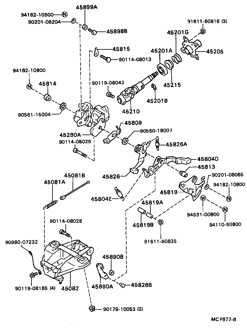 45277-30100 SUPPORT, TILT STEERING product image