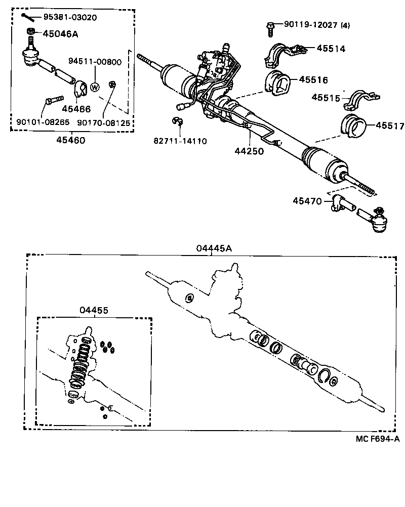 04445-24040 GASKET KIT, POWER STEERING GEAR(FOR RACK & PINION) product image