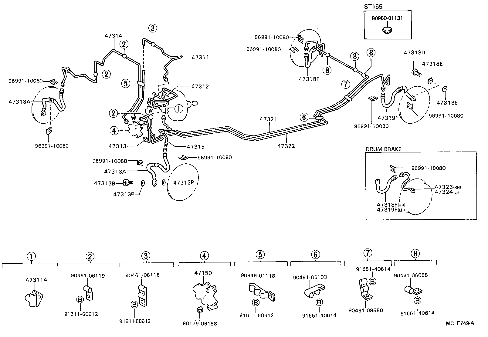 Toyota 47371-20060 CLAMP, BRAKE TUBE, NO.3