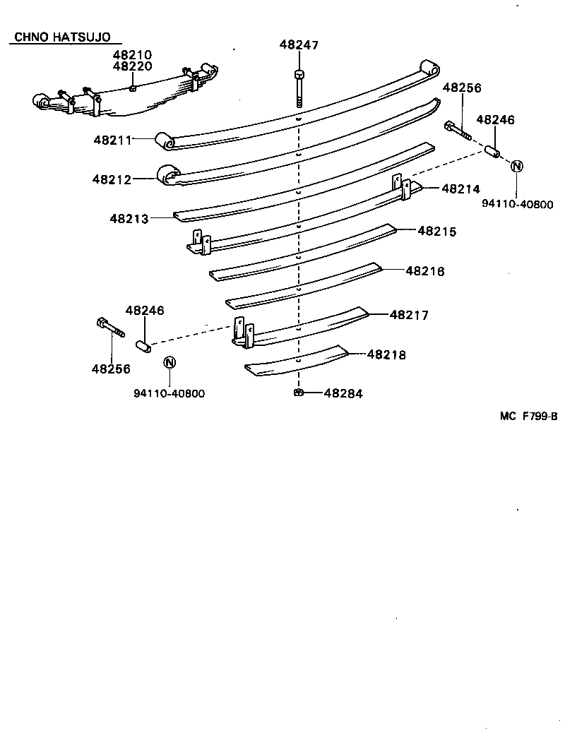 48247-36500 BOLT, REAR SPRING, CENTER product image