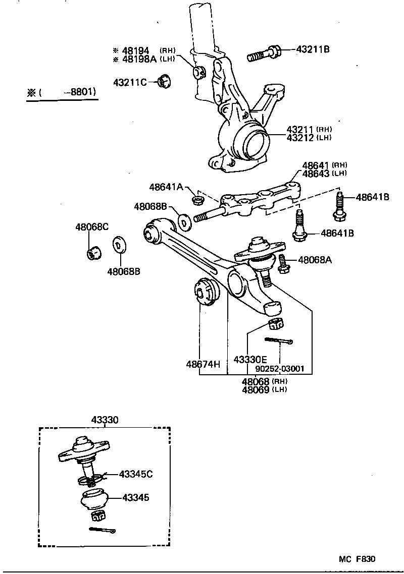 43212-32060 KNUCKLE, STEERING, LH product image