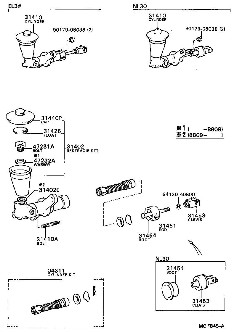31410-16013 CYLINDER ASSY, CLUTCH MASTER product image