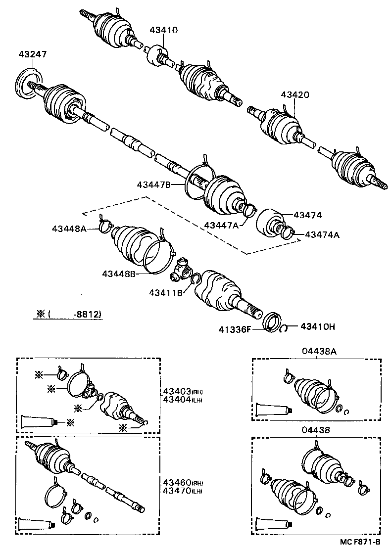 Toyota 43403-10010 JOINT SET, FRONT AXLE INBOARD, RH