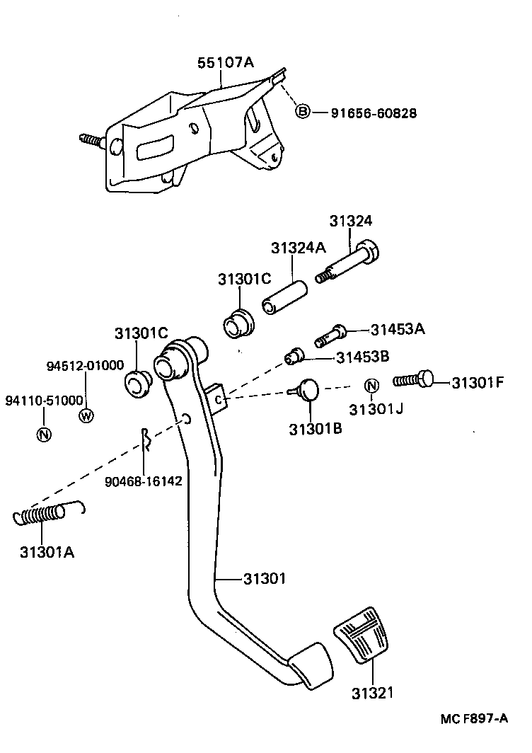 31301-22240 PEDAL SUB-ASSY, CLUTCH product image