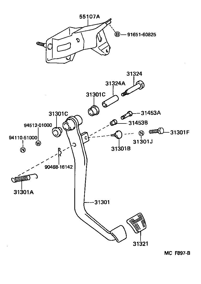 31301-22230 PEDAL SUB-ASSY, CLUTCH product image
