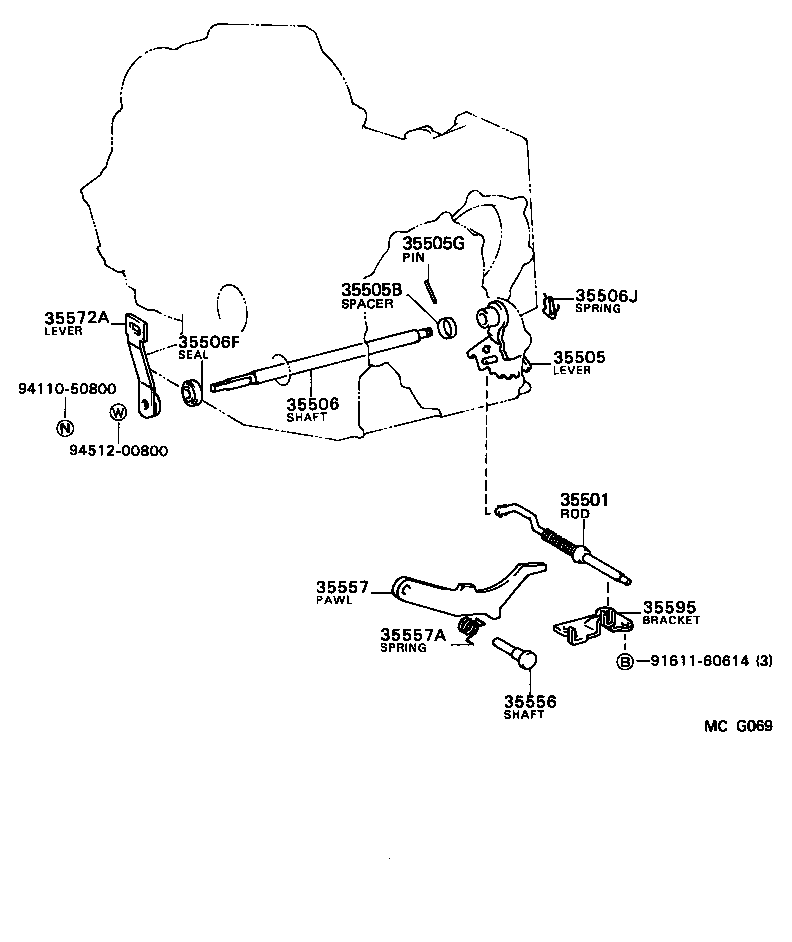 35501-32040 ROD SUB-ASSY, PARKING LOCK product image