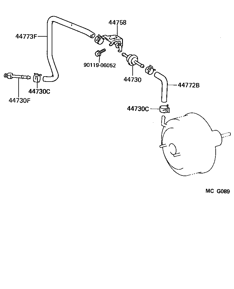 44772-16140 HOSE, CHECK VALVE TO BRAKE BOOSTER product image