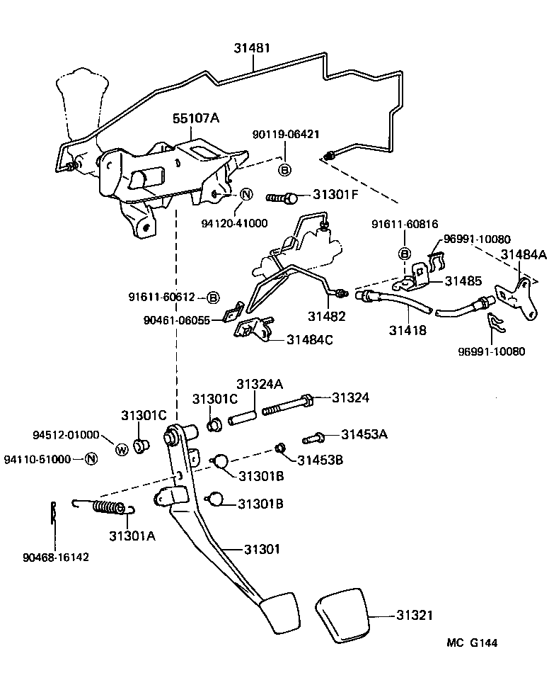 31484-32080 BRACKET, FLEXIBLE HOSE, NO.1(FOR CLUTCH) product image
