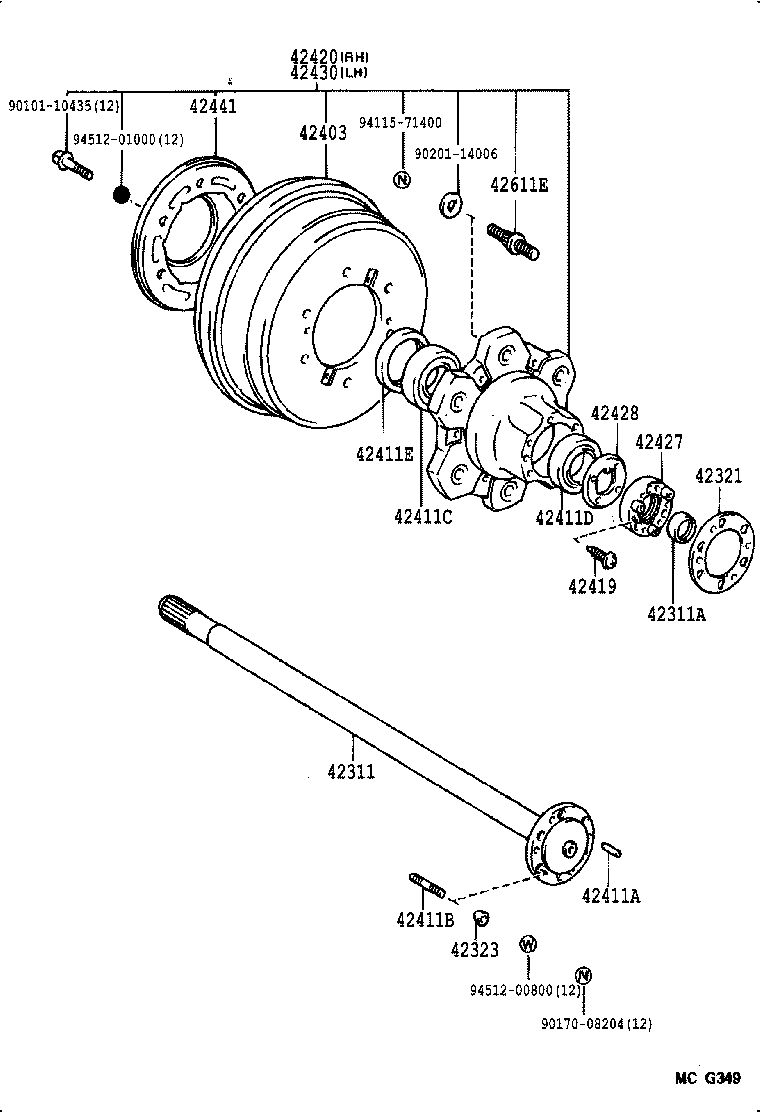 42431-35151 DRUM SUB-ASSY, REAR BRAKE product image