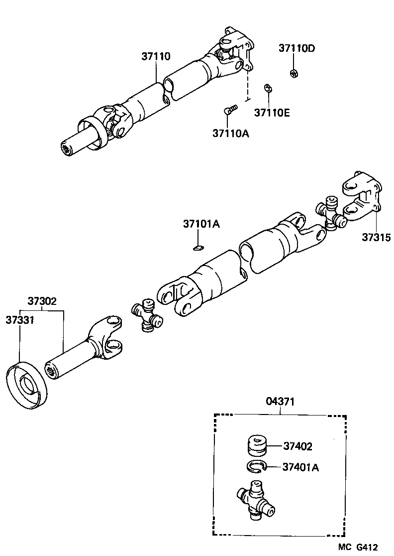 37100-35430 SHAFT ASSY, PROPELLER W/CENTER BEARING product image