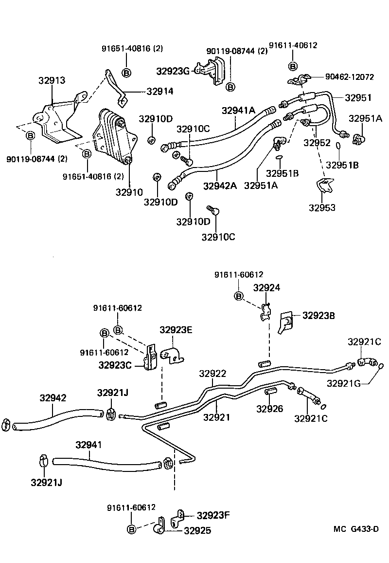 Toyota 32941-04020 HOSE, OIL COOLER OUTLET, NO.1