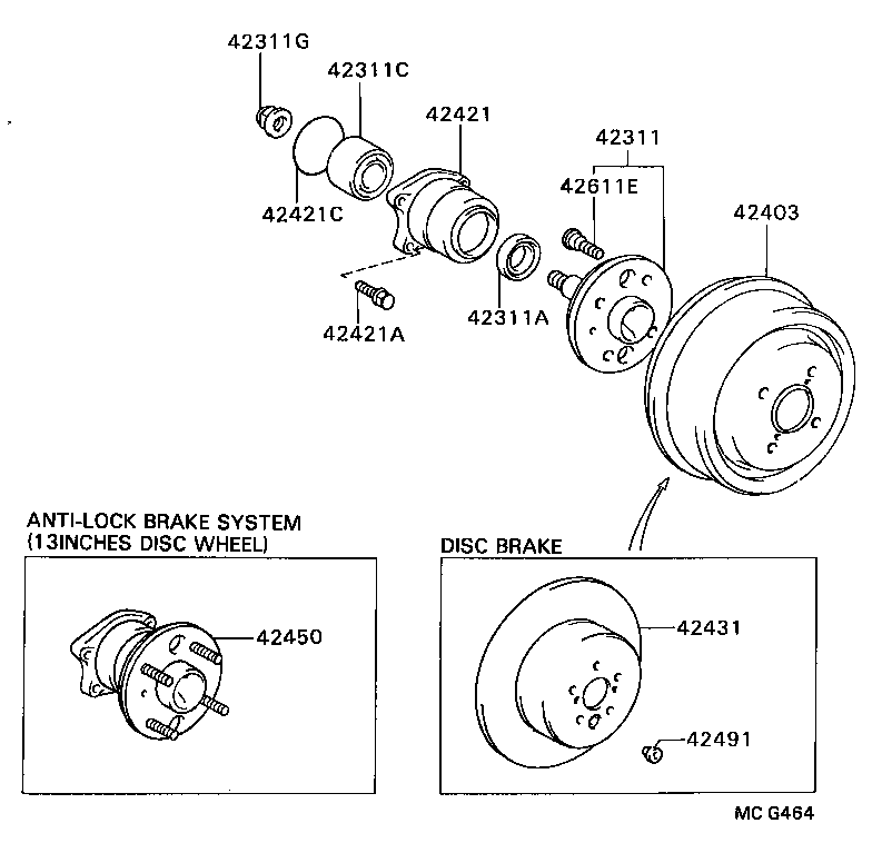 42450-20010 HUB & BEARING ASSY, REAR AXLE product image