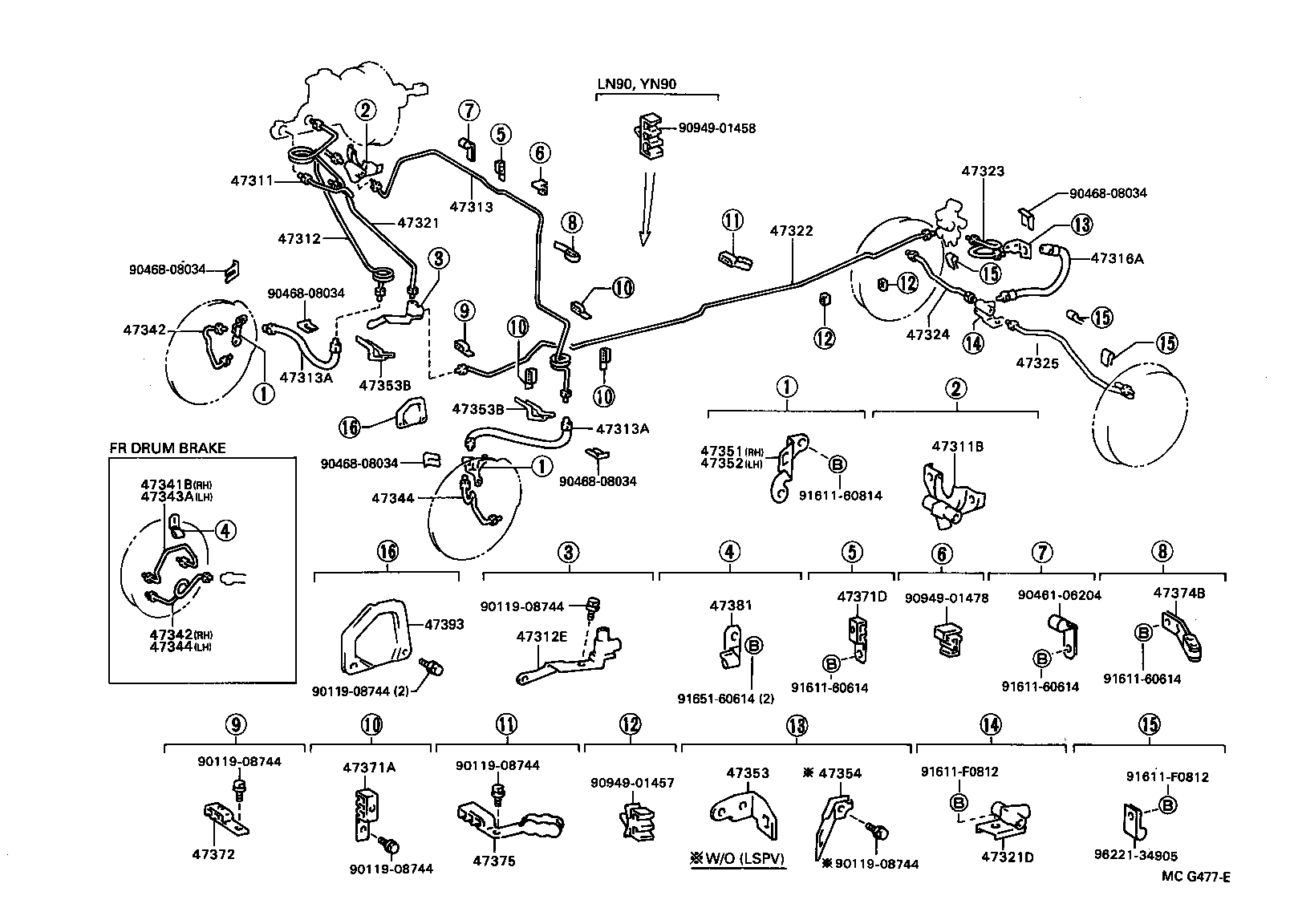 Toyota 47372-35100 CLAMP, BRAKE TUBE, NO.3