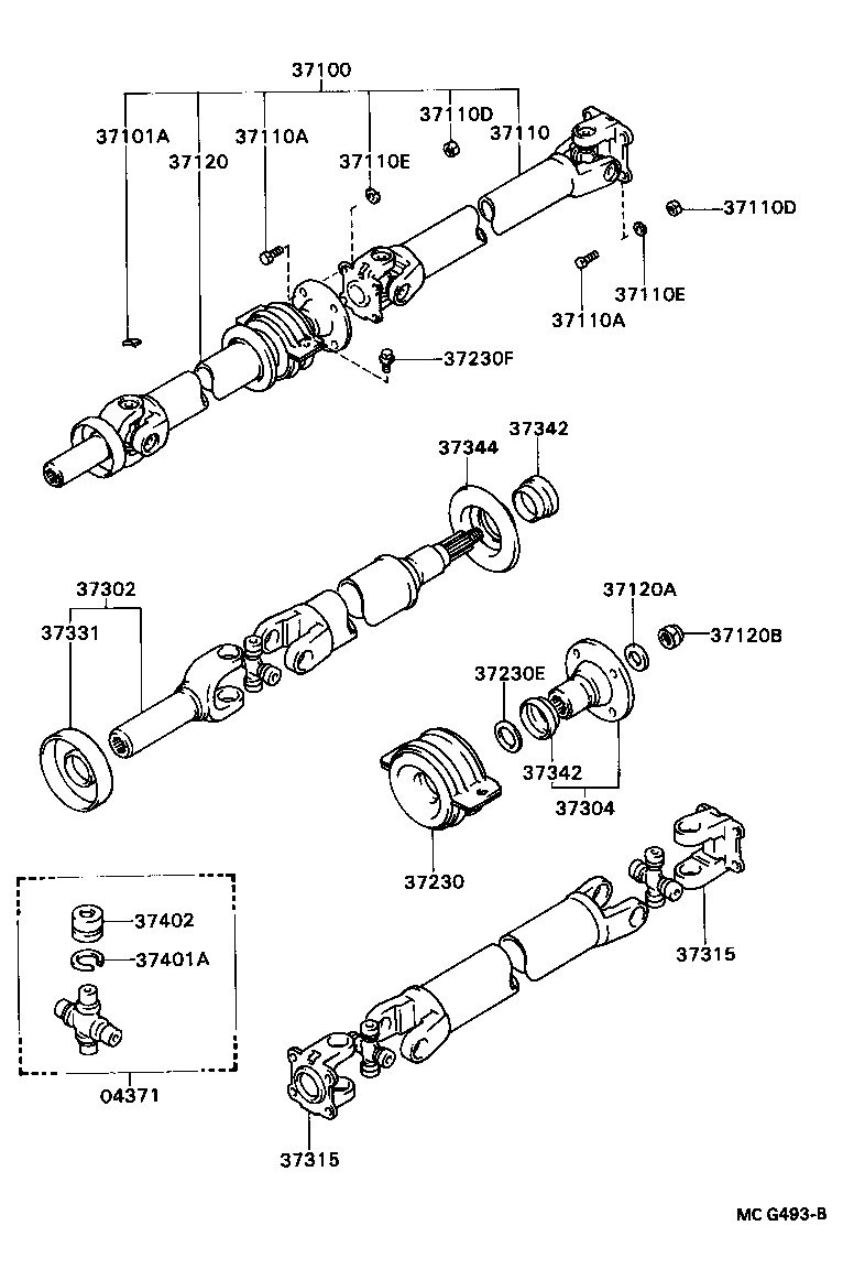 37100-35650 SHAFT ASSY, PROPELLER W/CENTER BEARING product image