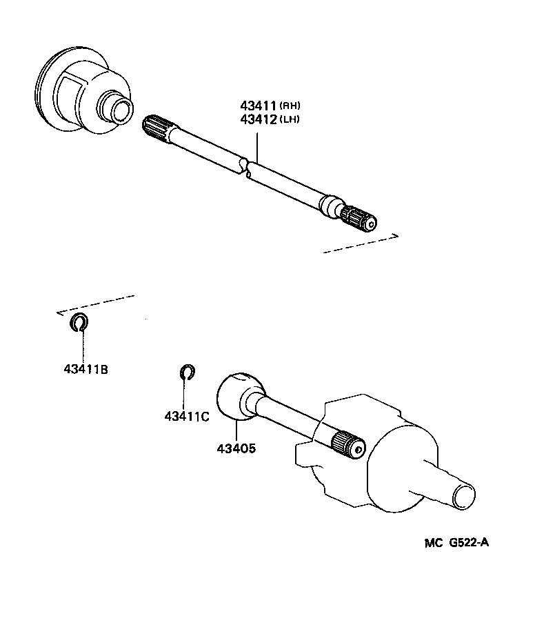 43430-35012 SHAFT ASSY, FRONT DRIVE, RH product image