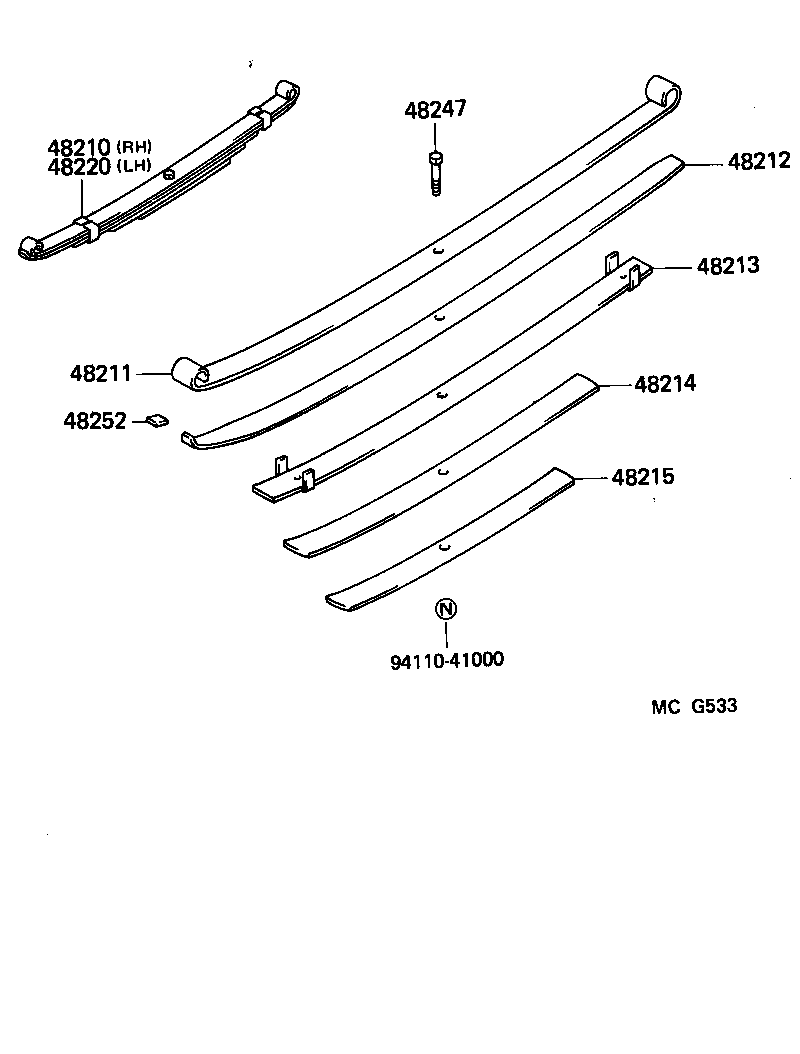 48247-35610 BOLT, REAR SPRING, CENTER product image