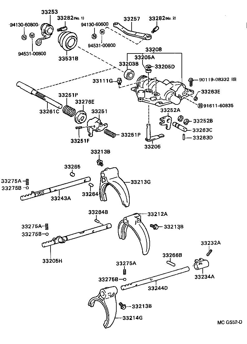 33205-36070 SHAFT SUB-ASSY, GEAR SHIFT FORK, NO.1 product image