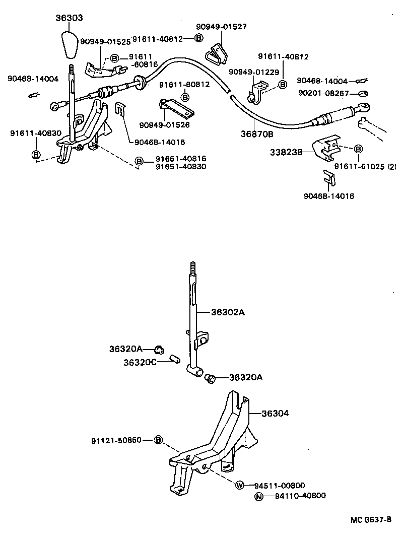 33506-28130 RETAINER SUB-ASSY, TRANSFER CONTROL SHIFT LEVER product image