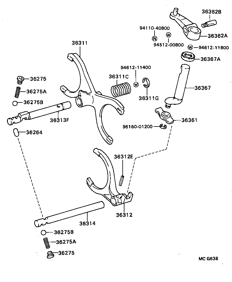 36301-26010 FORK, TRANSFER GEAR SHIFT, NO.1 product image