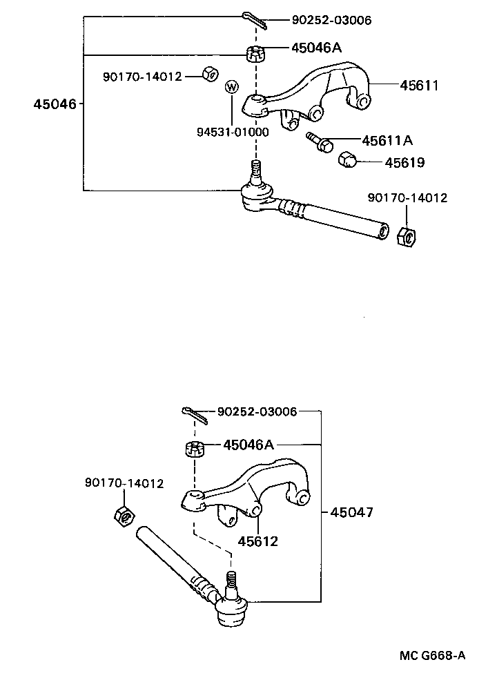Toyota 45046-29185 END SUB-ASSY, TIE ROD, RH