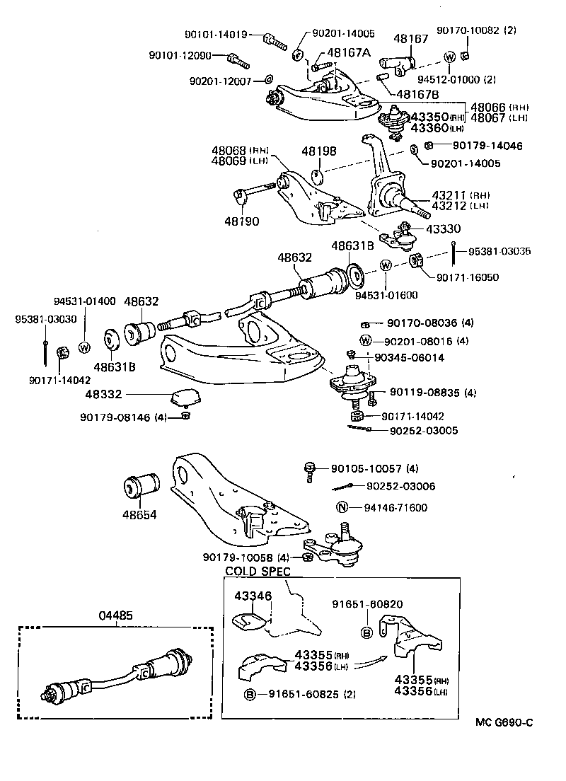 48610-28020 ARM SUB-ASSY, FRONT SUSPENSION, UPPER RH product image
