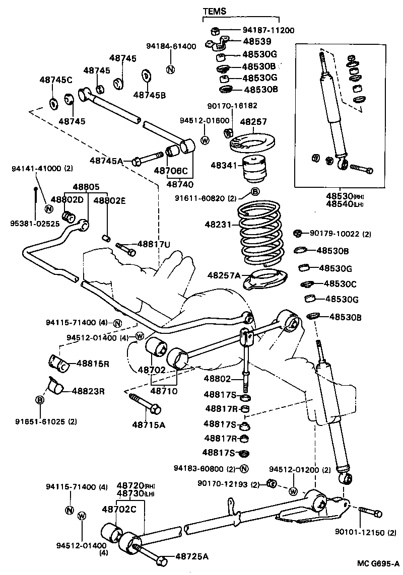 48531-80069 ABSORBER ASSY, SHOCK, REAR RH product image