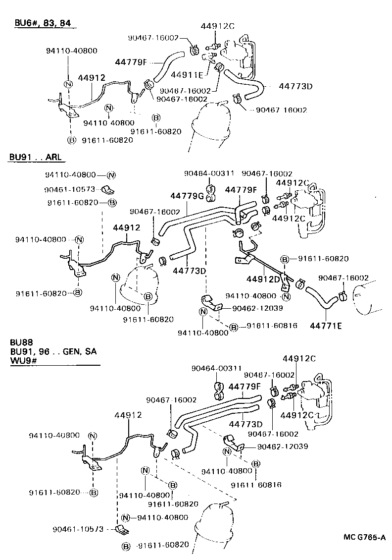 44779-36020 HOSE, CONNECTOR TUBE TO SOLENOID, NO.2 product image