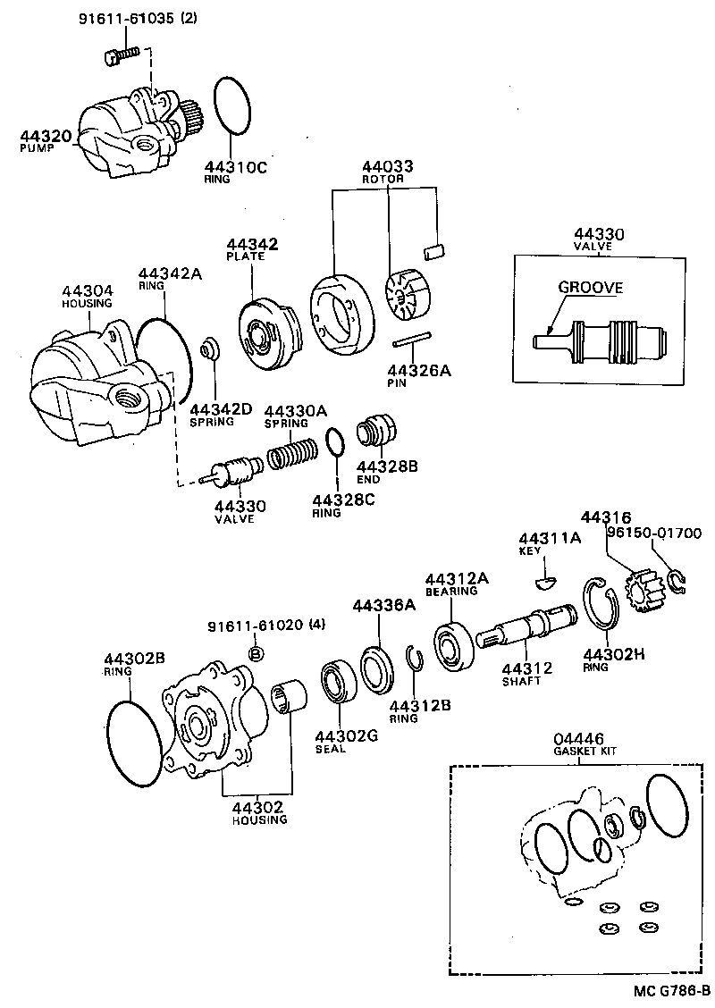 04446-36050 GASKET KIT, POWER STEERING PUMP product image
