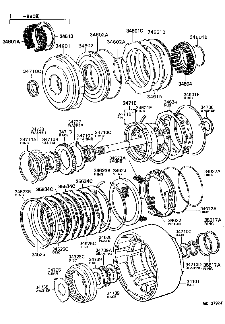 Toyota 34604-22010 SPRING SUB-ASSY, OVERDRIVE CLUTCH RETURN