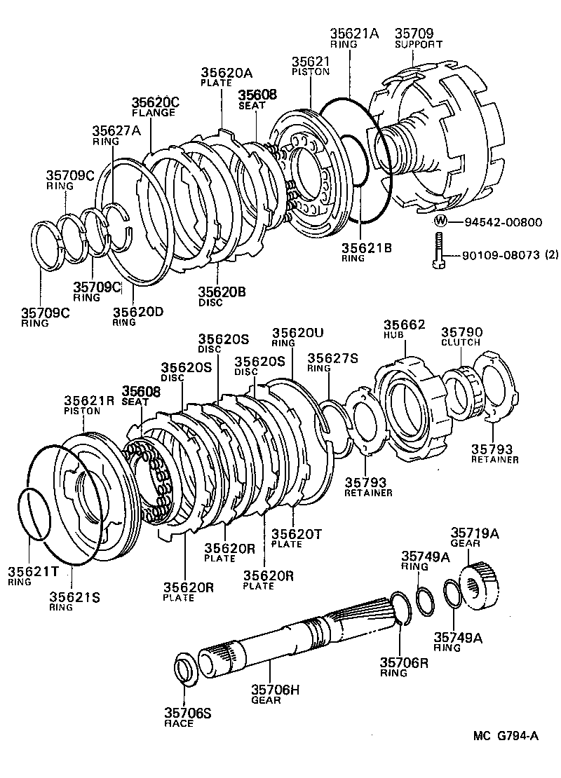 Toyota 35608-20010 SPRING SUB-ASSY, 2ND BRAKE PISTON RETURN