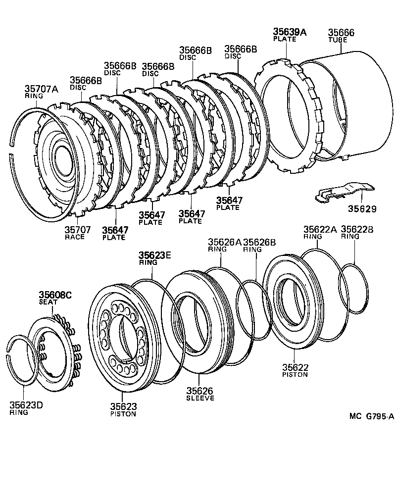 Toyota 35608-20020 SPRING SUB-ASSY, NO.3 BRAKE PISTON RETURN