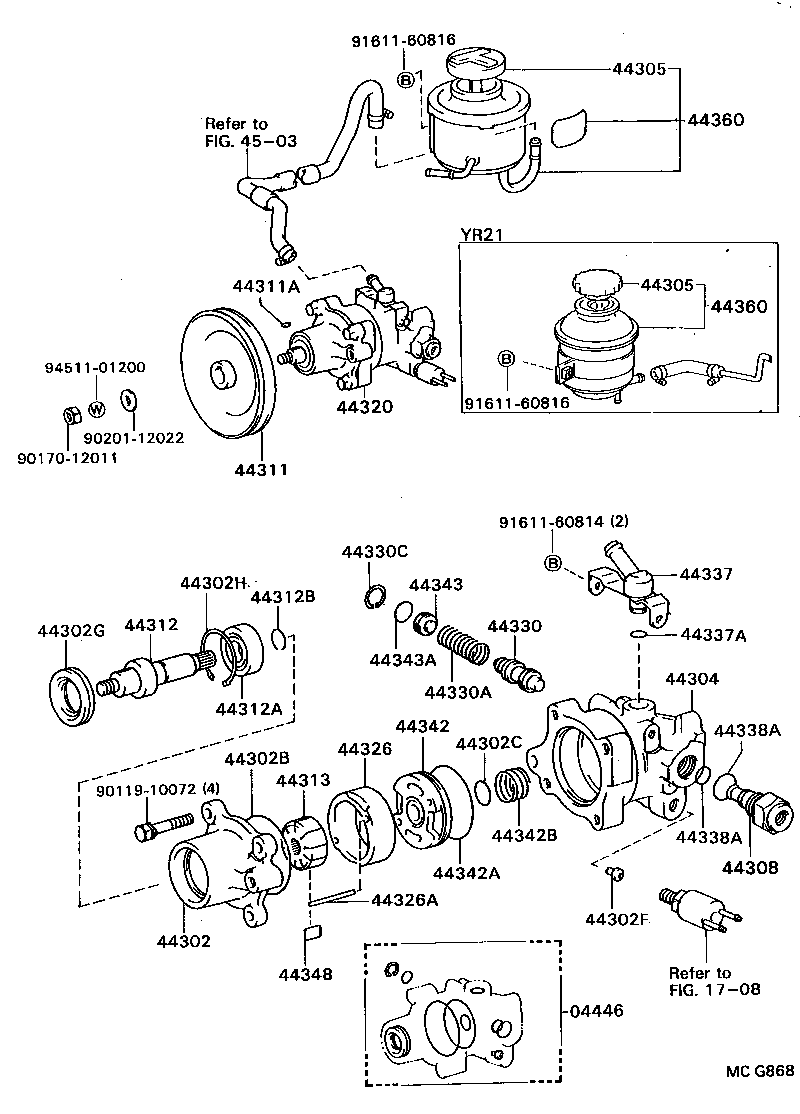 44305-28010 CAP SUB-ASSY, VANE PUMP OIL RESERVOIR product image