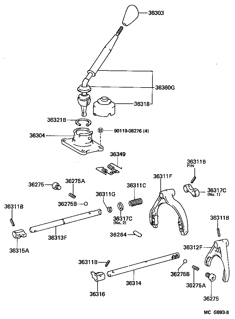 Toyota 36304-35050 RETAINER SUB-ASSY, TRANSFER CONTROL SHIFT LEVER