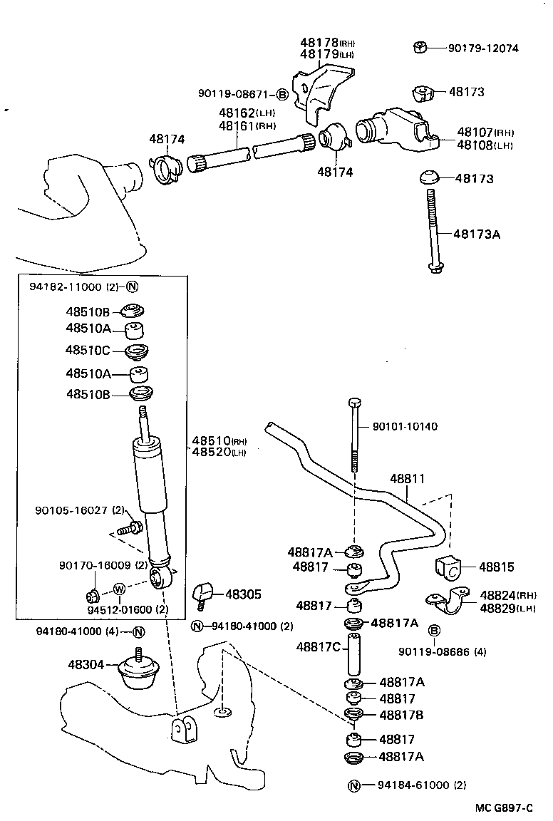 Toyota 48304-04020 BUMPER SUB-ASSY, FRONT SPRING, NO.1